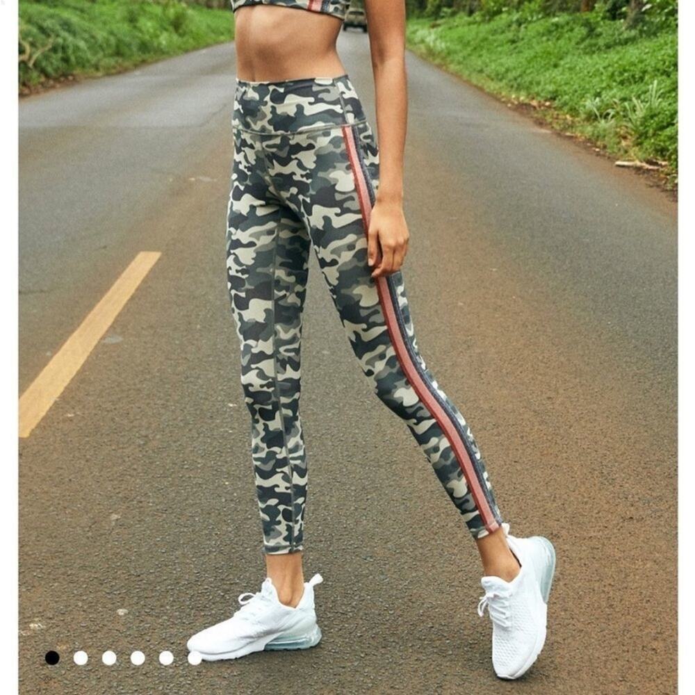 SPIRITUAL GANGSTER Camo Rainbow Stripe High Rise Compression Yoga Leggings XS